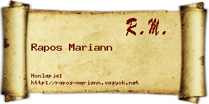 Rapos Mariann névjegykártya